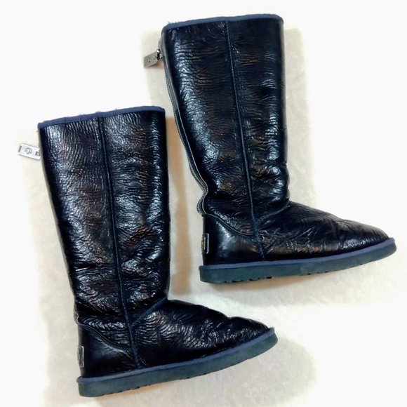 Australia Luxe Collective Sheepskin tall boots crinkle leather - Picture 2 of 13